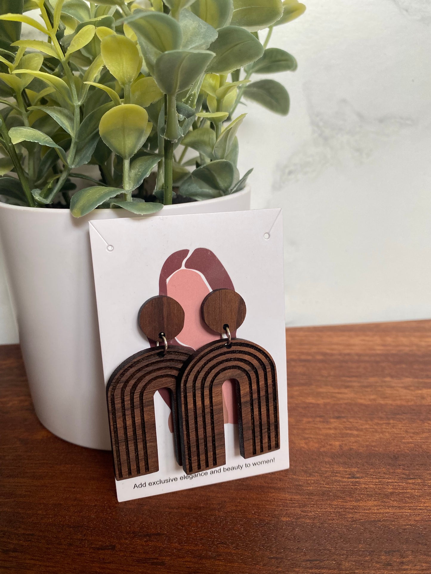 Walnut wooden earrings