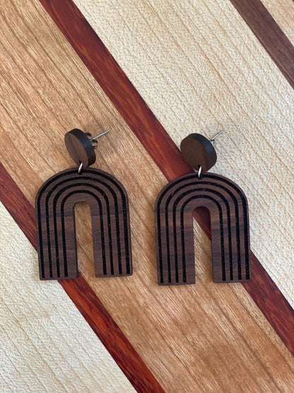 Walnut wooden earrings