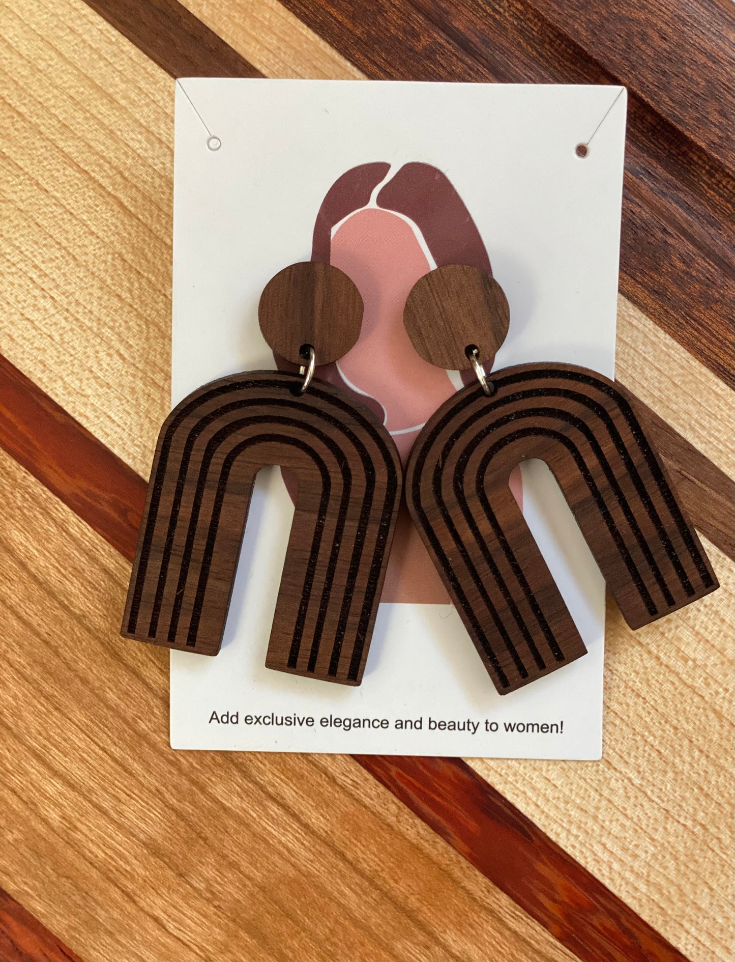 Walnut wooden earrings