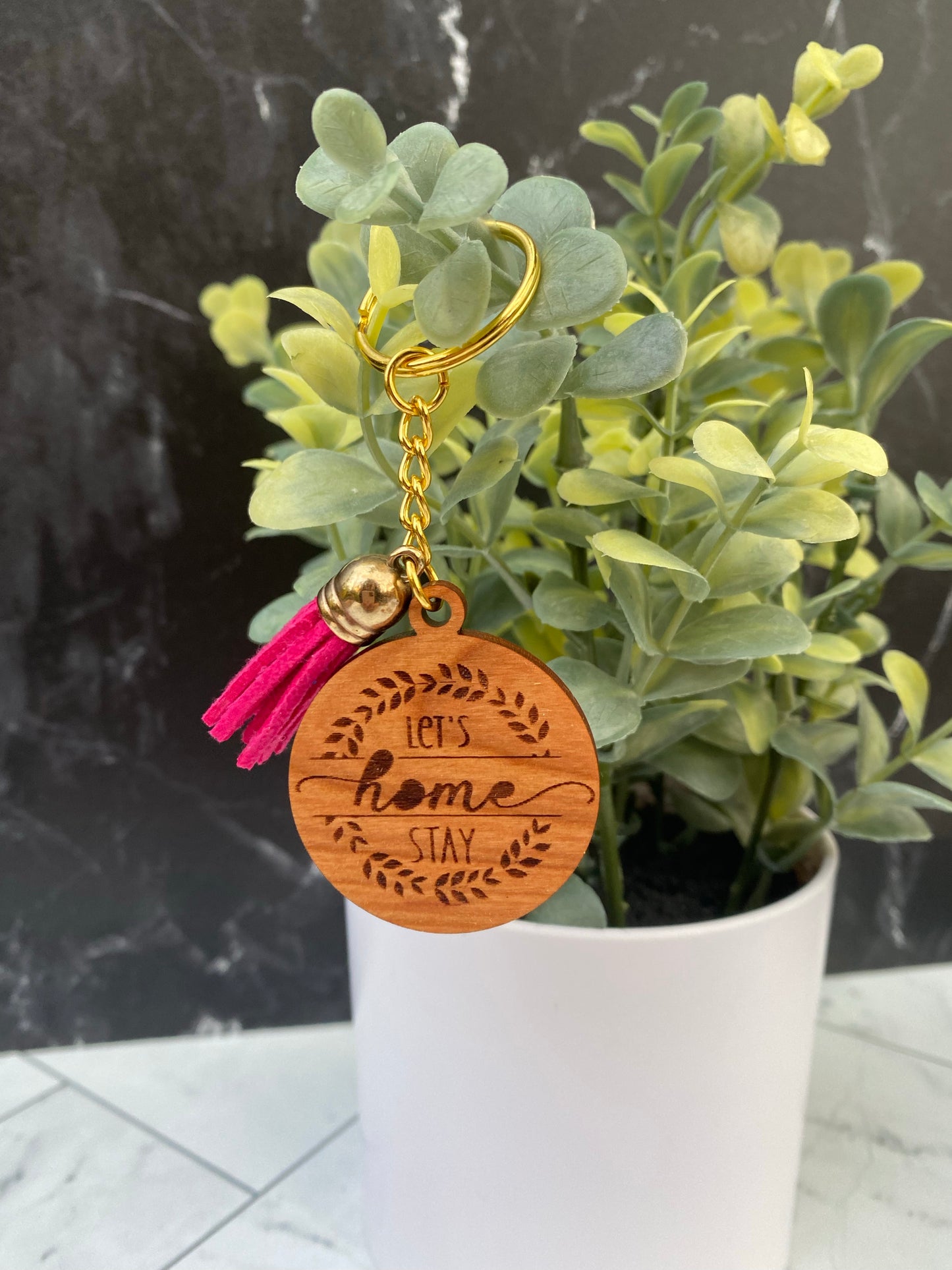 Our Home Wooden keychain