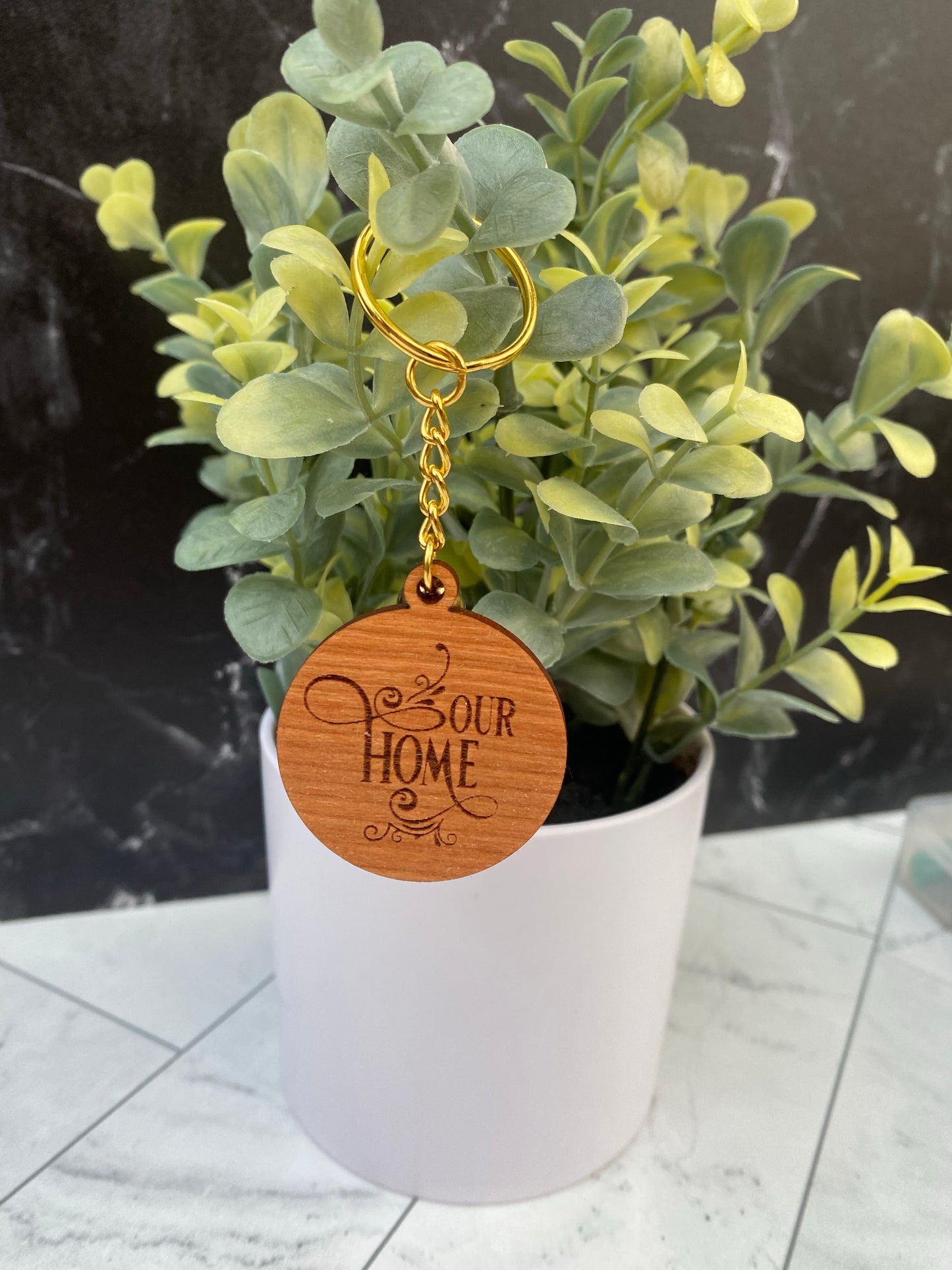 Our Home Wooden Keychain
